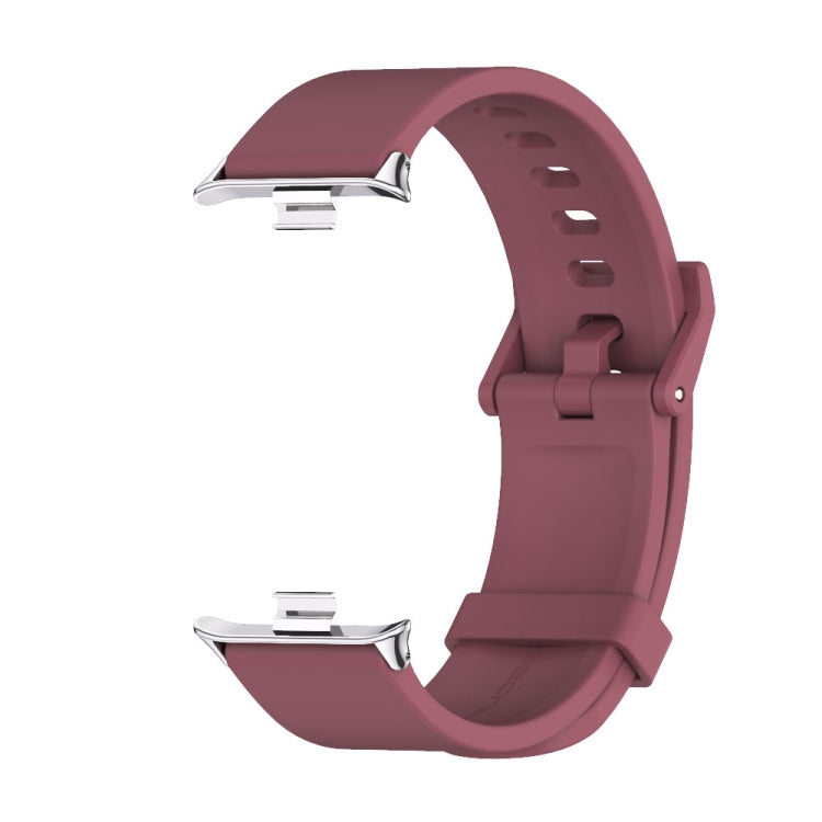 Pour Redmi Watch 6 / 5 / Xiaomi Band 9 Pro Bracelet de montre Mijobs en silicone respirant (rouge vin + argent)
