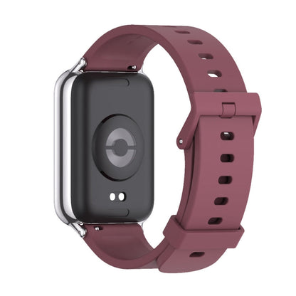 Pour Redmi Watch 6 / 5 / Xiaomi Band 9 Pro Bracelet de montre Mijobs en silicone respirant (rouge vin + argent)