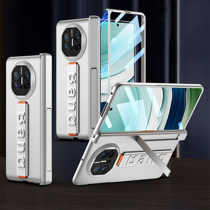 For Huawei Mate X5 GKK Wristband Integrated HD Film Magnetic Hinge Phone Case(Silver)
