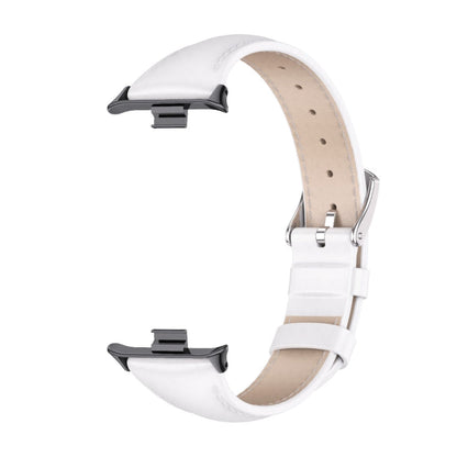 For Xiaomi Smart Band 9 Pro / 8 Pro Mijobs Genuine Leather Slim Watch Band(White Black)