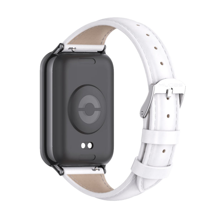 For Xiaomi Smart Band 9 Pro / 8 Pro Mijobs Genuine Leather Slim Watch Band(White Black)