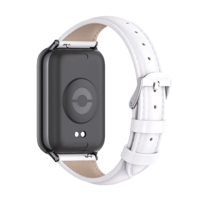 For Xiaomi Smart Band 9 Pro / 8 Pro Mijobs Genuine Leather Slim Watch Band(White Black)