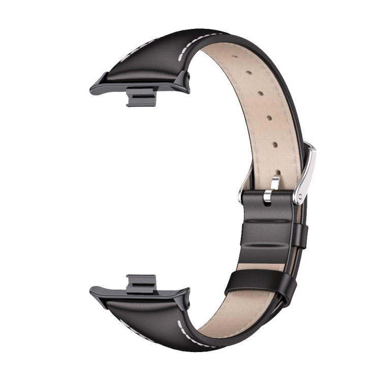 For Xiaomi Band 10 Pro / Redmi Watch 6 / 5 Mijobs Genuine Leather Slim Watch Band(Black)