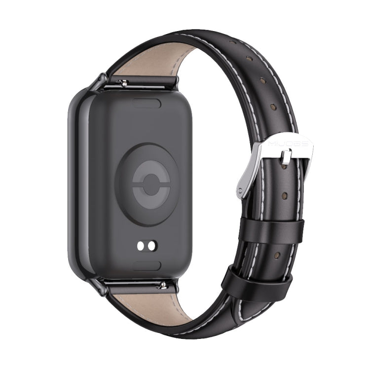 For Xiaomi Band 10 Pro / Redmi Watch 6 / 5 Mijobs Genuine Leather Slim Watch Band(Black)