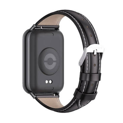 For Xiaomi Band 10 Pro / Redmi Watch 6 / 5 Mijobs Genuine Leather Slim Watch Band(Black)