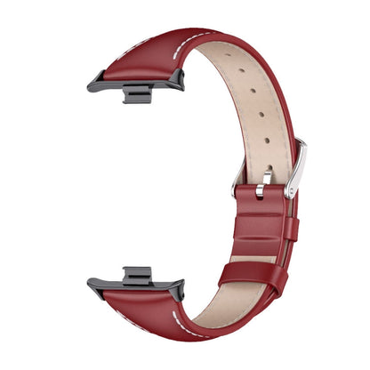 For Xiaomi Band 10 Pro / Redmi Watch 6 / 5 Mijobs Genuine Leather Slim Watch Band(Red Black)
