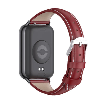 For Xiaomi Band 10 Pro / Redmi Watch 6 / 5 Mijobs Genuine Leather Slim Watch Band(Red Black)