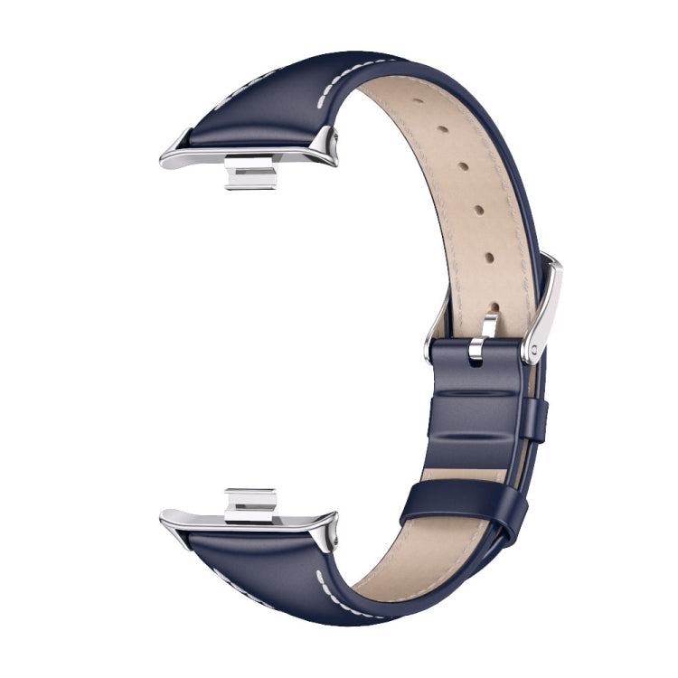For Xiaomi Band 10 Pro / Redmi Watch 6 / 5 Mijobs Genuine Leather Slim Watch Band(Blue Silver)