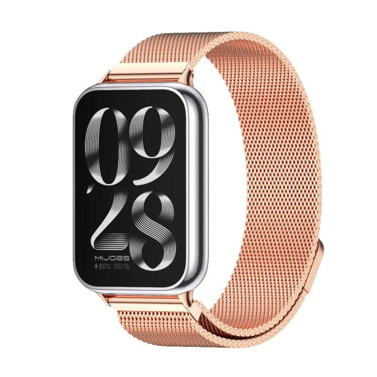 For Xiaomi Band 10 Pro / Redmi Watch 6 / 5 Mijobs Milan Magnetic Stainless Steel Watch Band(Rose Gold)