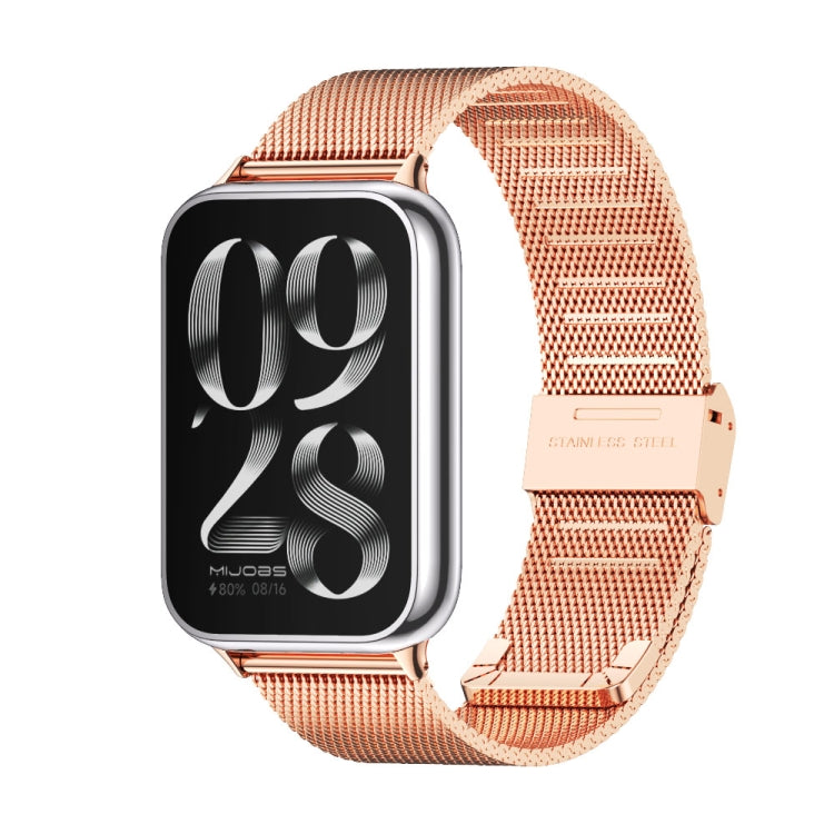 For Xiaomi Band 10 Pro / Redmi Watch 6 / 5 Mijobs Milan Buckle Stainless Steel Watch Band(Rose Gold)