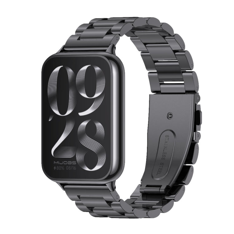 For Xiaomi Band 10 Pro / Redmi Watch 6 / 5 Mijobs Three Beads Stainless Steel Watch Band(Black)