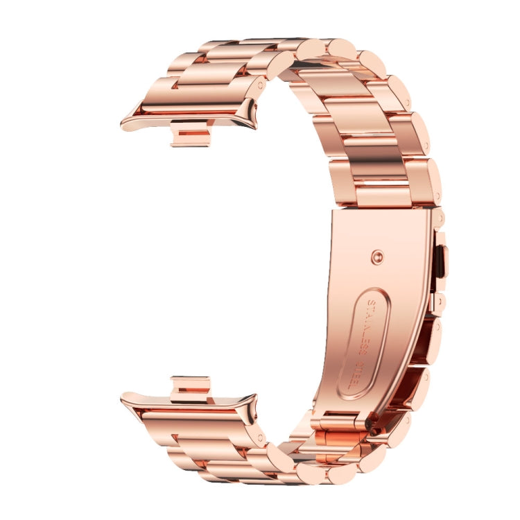 For Redmi Watch 6 / 5 / Xiaomi Band 9 Pro Mijobs Three Beads Stainless Steel Watch Band(Rose Gold)