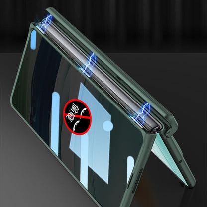 For Huawei Mate X5 GKK Wristband Integrated Privacy Film Magnetic Hinge Phone Case(Dark Green)