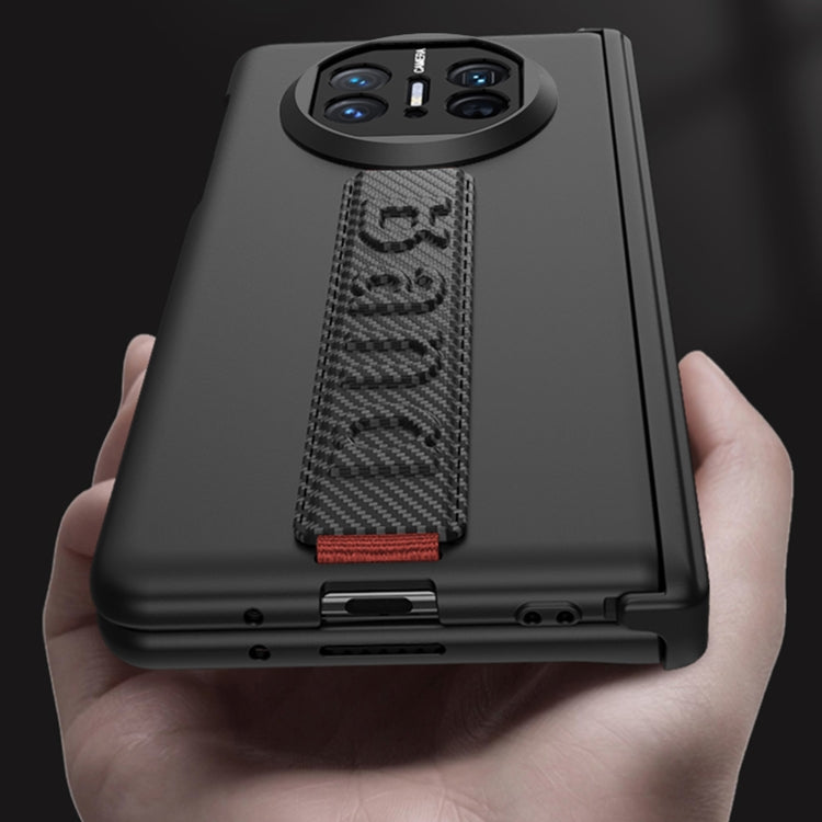 For Huawei Mate X5 GKK Wristband Integrated Privacy Film Magnetic Hinge Phone Case(Carbon Fiber)