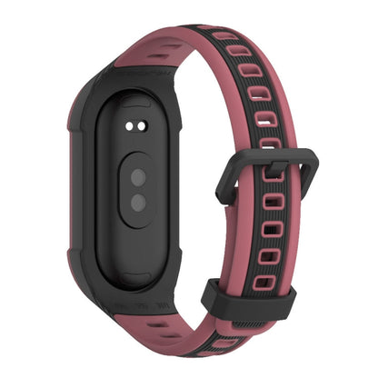 For Xiaomi Mi Band 8 MIJOBS Unibody Two Color Silicone Watch Band(Black Wine Red)