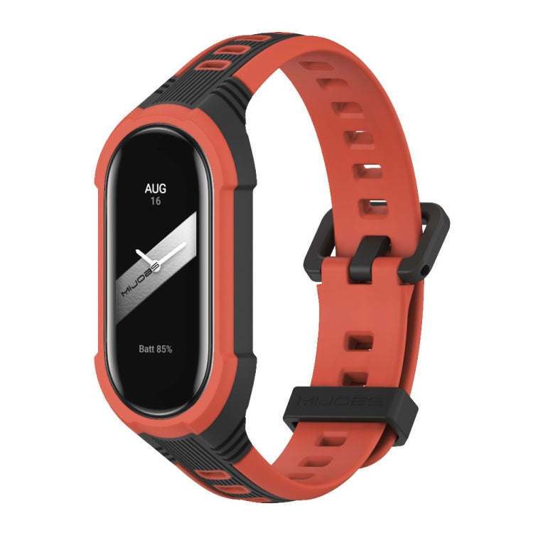 Pour bracelet de montre en silicone bicolore unibody MIJOBS Xiaomi Mi Band 8 (noir orange)