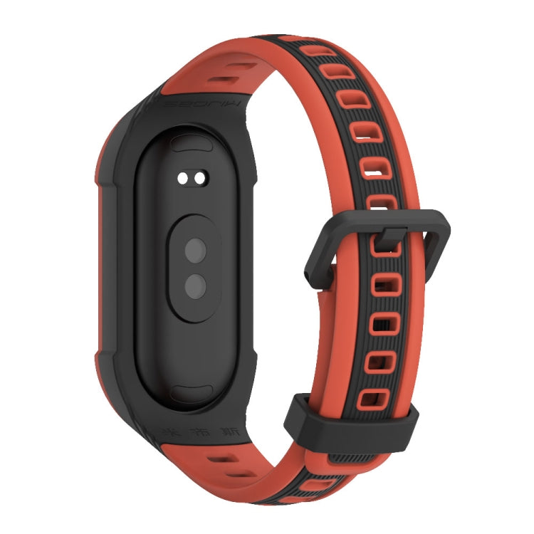 Pour bracelet de montre en silicone bicolore unibody MIJOBS Xiaomi Mi Band 8 (noir orange)
