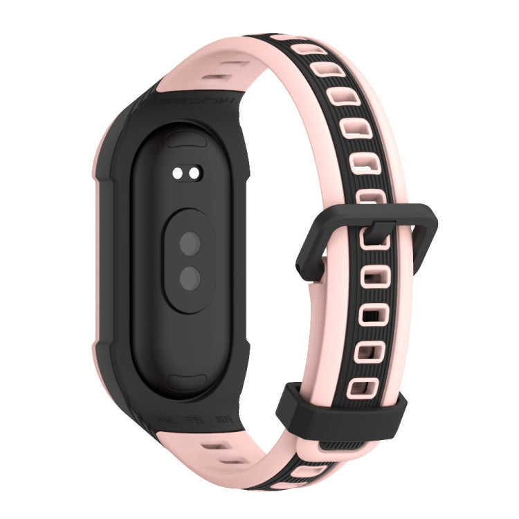 For Xiaomi Mi Band 8 MIJOBS Unibody Two Color Silicone Watch Band(Black Pink)