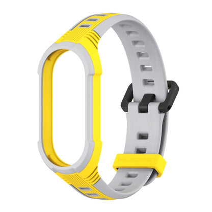 For Xiaomi Mi Band 8 MIJOBS Unibody Two Color Silicone Watch Band(Yellow Grey)