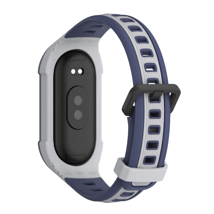 For Xiaomi Mi Band 8 MIJOBS Unibody Two Color Silicone Watch Band(Grey Midnight Blue)
