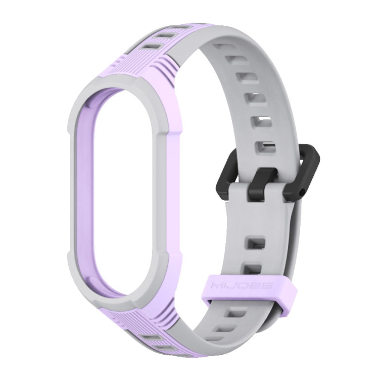 For Xiaomi Mi Band 8 MIJOBS Unibody Two Color Silicone Watch Band(Purple Grey)
