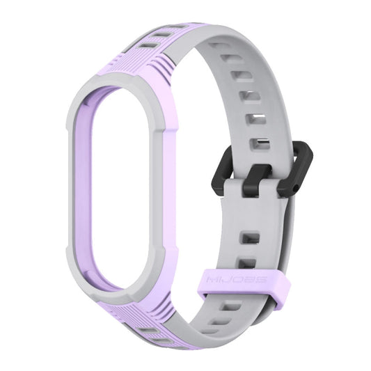 For Xiaomi Mi Band 8 MIJOBS Unibody Two Color Silicone Watch Band(Purple Grey)