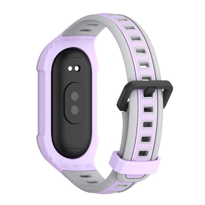 For Xiaomi Mi Band 8 MIJOBS Unibody Two Color Silicone Watch Band(Purple Grey)