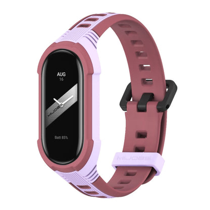 Pour Xiaomi Mi Band 8 MIJOBS Bracelet de montre unibody bicolore en silicone (violet-rouge vin)