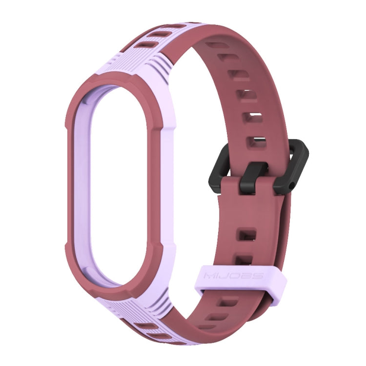 Pour Xiaomi Mi Band 8 MIJOBS Bracelet de montre unibody bicolore en silicone (violet-rouge vin)