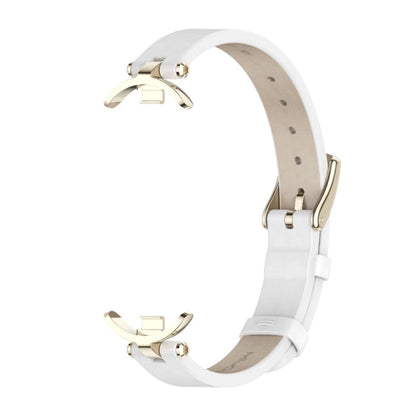 Pour Xiaomi Smart Band 10 / 9 / 8 Bracelet de montre Mijobs en cuir de vachette première couche (blanc or clair)