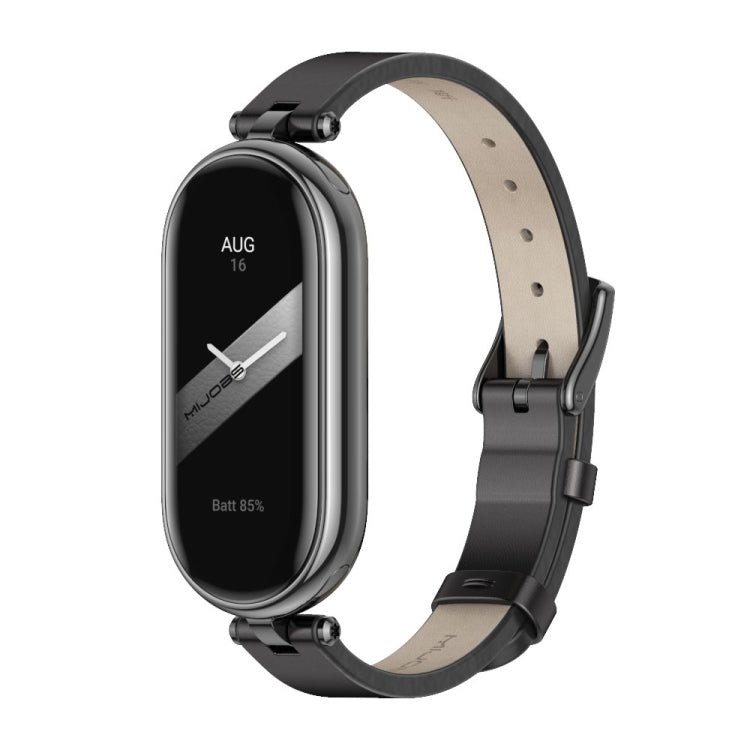 For Xiaomi Smart Band 10 / 9 / 8 Mijobs First Layer Cowhide Watch Band(Black)