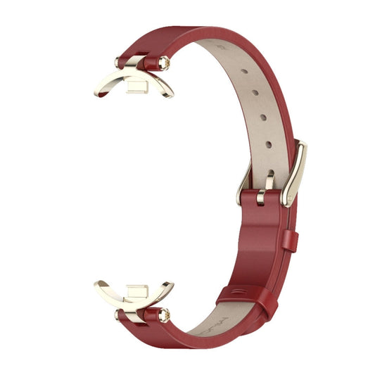 For Xiaomi Smart Band 10 / 9 / 8 Mijobs First Layer Cowhide Watch Band(Red Light Gold)