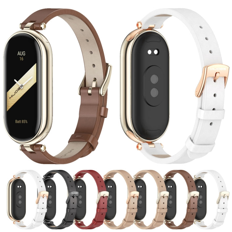 For Xiaomi Smart Band 10 / 9 / 8 Mijobs First Layer Cowhide Watch Band(Black)