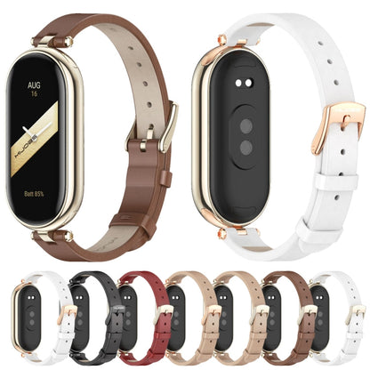 For Xiaomi Smart Band 10 / 9 / 8 Mijobs First Layer Cowhide Watch Band(Black)