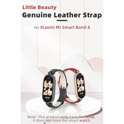 For Xiaomi Smart Band 10 / 9 / 8 Mijobs First Layer Cowhide Watch Band(Black)