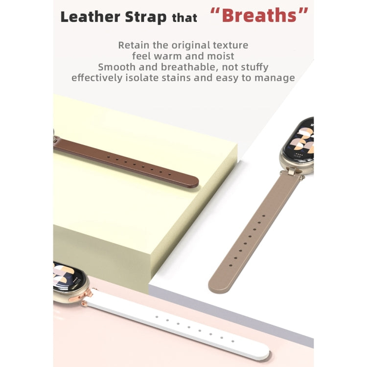For Xiaomi Smart Band 10 / 9 / 8 Mijobs First Layer Cowhide Watch Band(Apricot Light Gold)