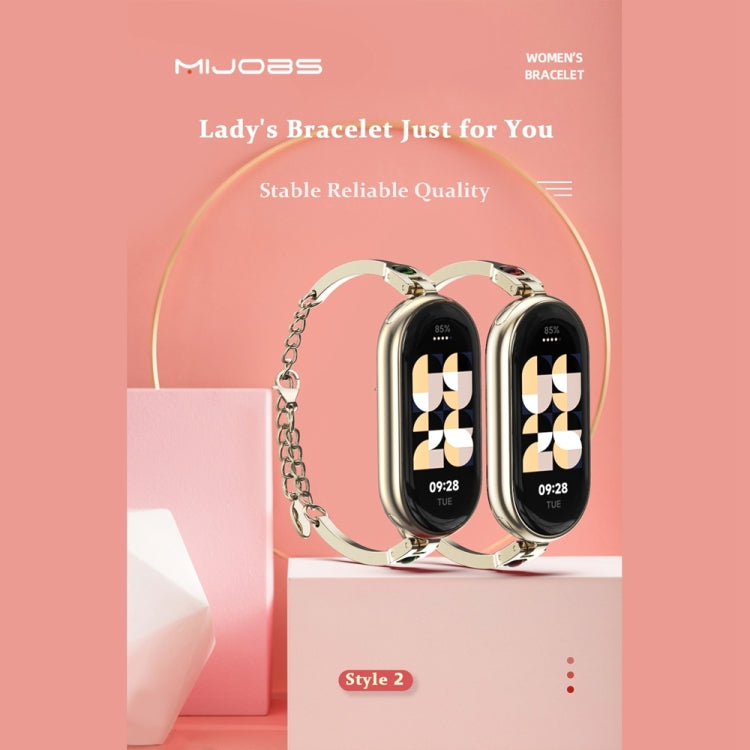 For Xiaomi Smart Band 10 / 9 / 8 Mijobs Mermaid Beauty Bracelet Watch Band(Light Gold Green)