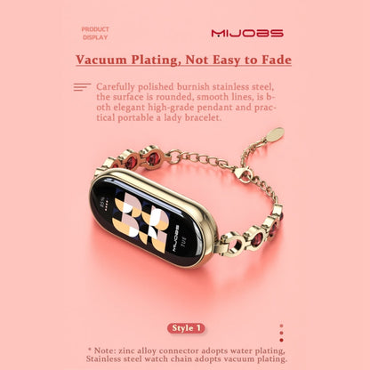 For Xiaomi Smart Band 10 / 9 / 8 Mijobs Mermaid Beauty Bracelet Watch Band(Light Gold Red)
