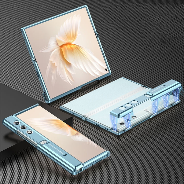 Pour Honor V Purse GKK Étui de téléphone pliable magnétique intégré en métal à couverture complète (bleu)