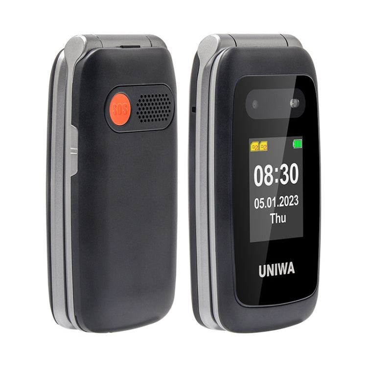 UNIWA V202T 4G Flip Style Phone, 2.4 inch Unisoc T107 Cat.1, SOS, FM, Dual SIM Cards, 21 Keys(Blue)