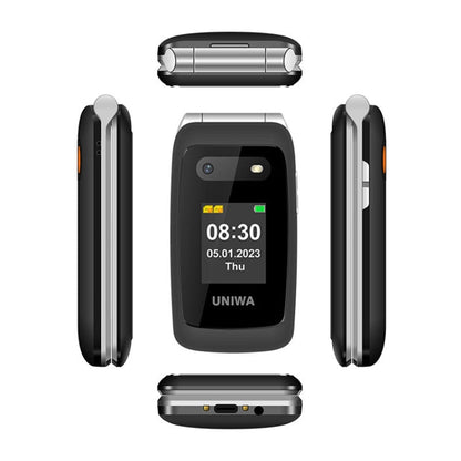 UNIWA V202T 4G Flip Style Phone, 2.4 inch Unisoc T107 Cat.1, SOS, FM, Dual SIM Cards, 21 Keys(Blue)