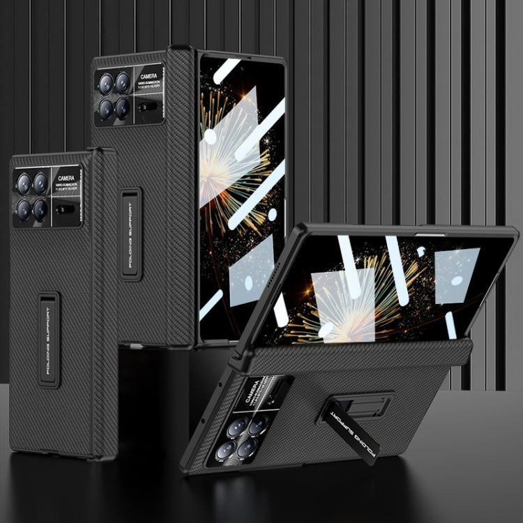 Pour Xiaomi Mix Fold 3, étui de téléphone en cuir GKK avec charnière magnétique et support (Fibre de carbone)