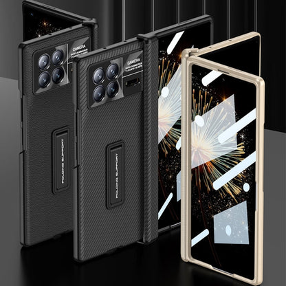 Pour Xiaomi Mix Fold 3, étui de téléphone en cuir GKK avec charnière magnétique et support (Fibre de carbone)