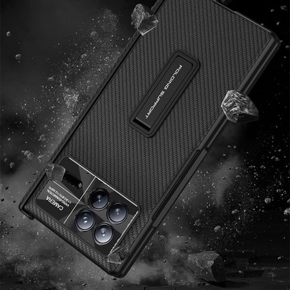 Pour Xiaomi Mix Fold 3, étui de téléphone en cuir GKK avec charnière magnétique et support (Fibre de carbone)