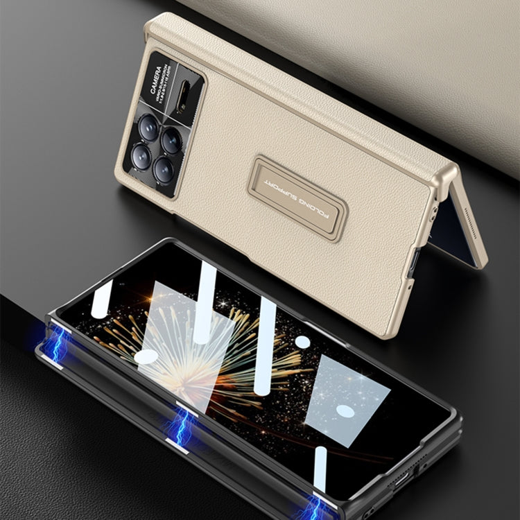 Pour Xiaomi Mix Fold 3, étui de téléphone en cuir GKK avec charnière magnétique et support (Fibre de carbone)