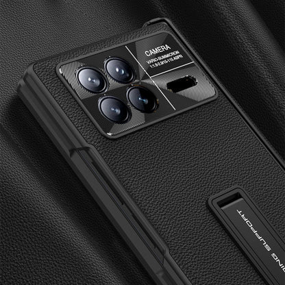 Pour Xiaomi Mix Fold 3, étui de téléphone en cuir GKK avec charnière magnétique et support (Fibre de carbone)