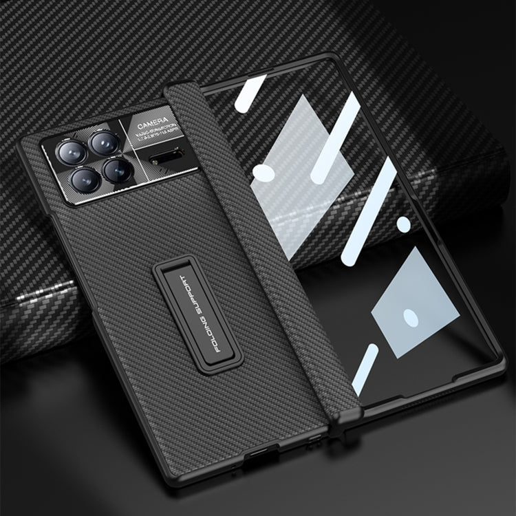 Pour Xiaomi Mix Fold 3, étui de téléphone en cuir GKK avec charnière magnétique et support (Fibre de carbone)