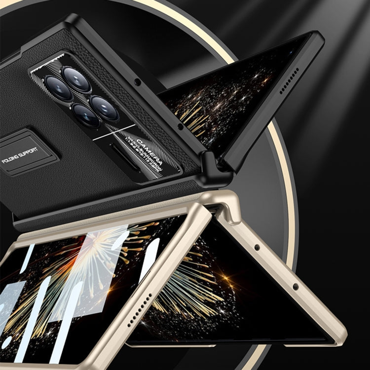 Pour Xiaomi Mix Fold 3, étui de téléphone en cuir GKK avec charnière magnétique et support (Fibre de carbone)