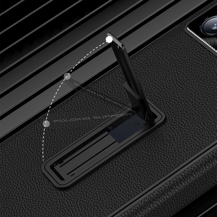 Pour Xiaomi Mix Fold 3, étui de téléphone en cuir GKK avec charnière magnétique et support (Fibre de carbone)
