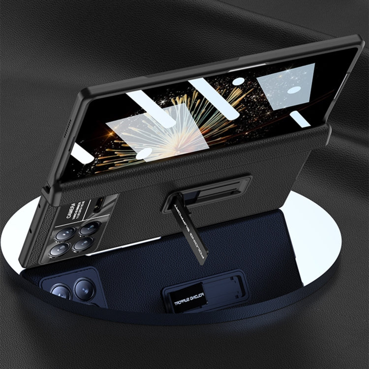 Pour Xiaomi Mix Fold 3, étui de téléphone en cuir GKK avec charnière magnétique et support (Fibre de carbone)